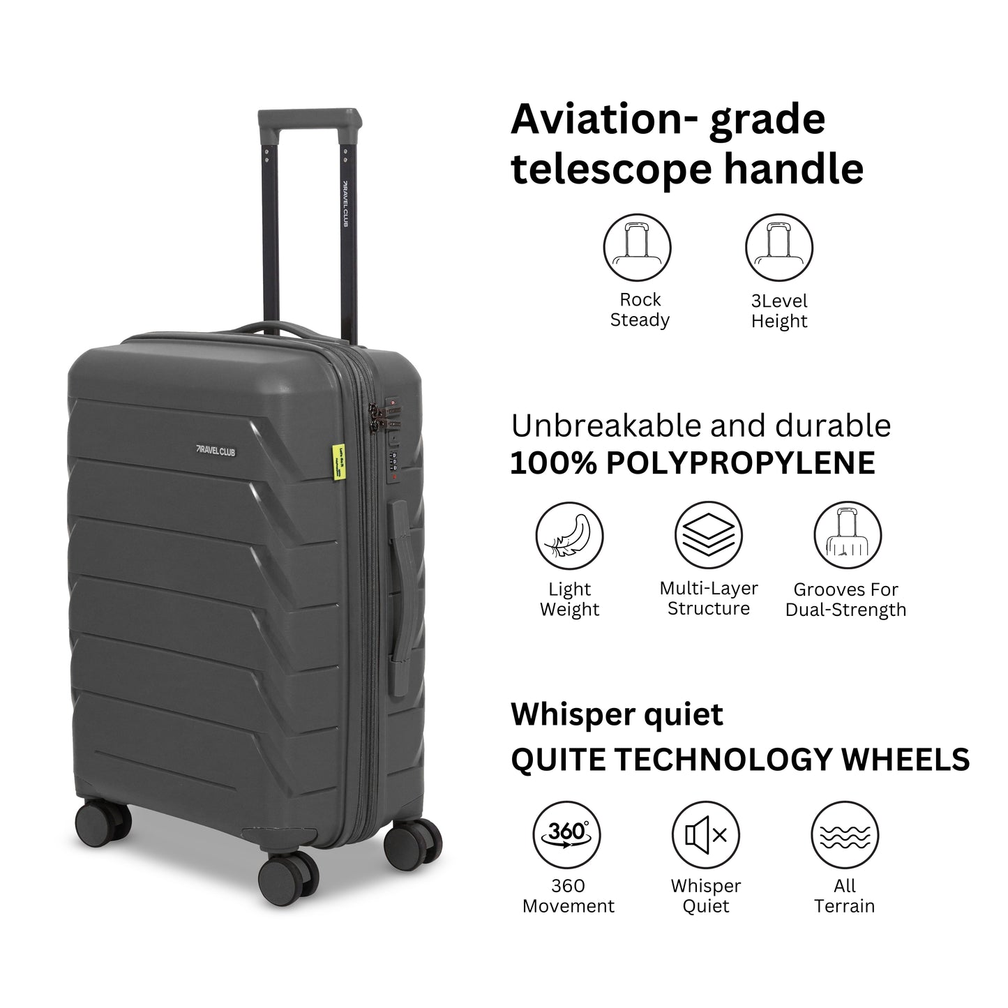 The Belgium Grey - Unbreakable Expandable Luggage