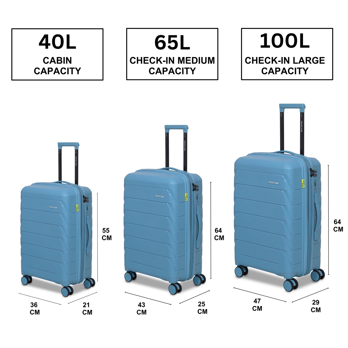 The Belgium Light Blue - Unbreakable Expandable Luggage