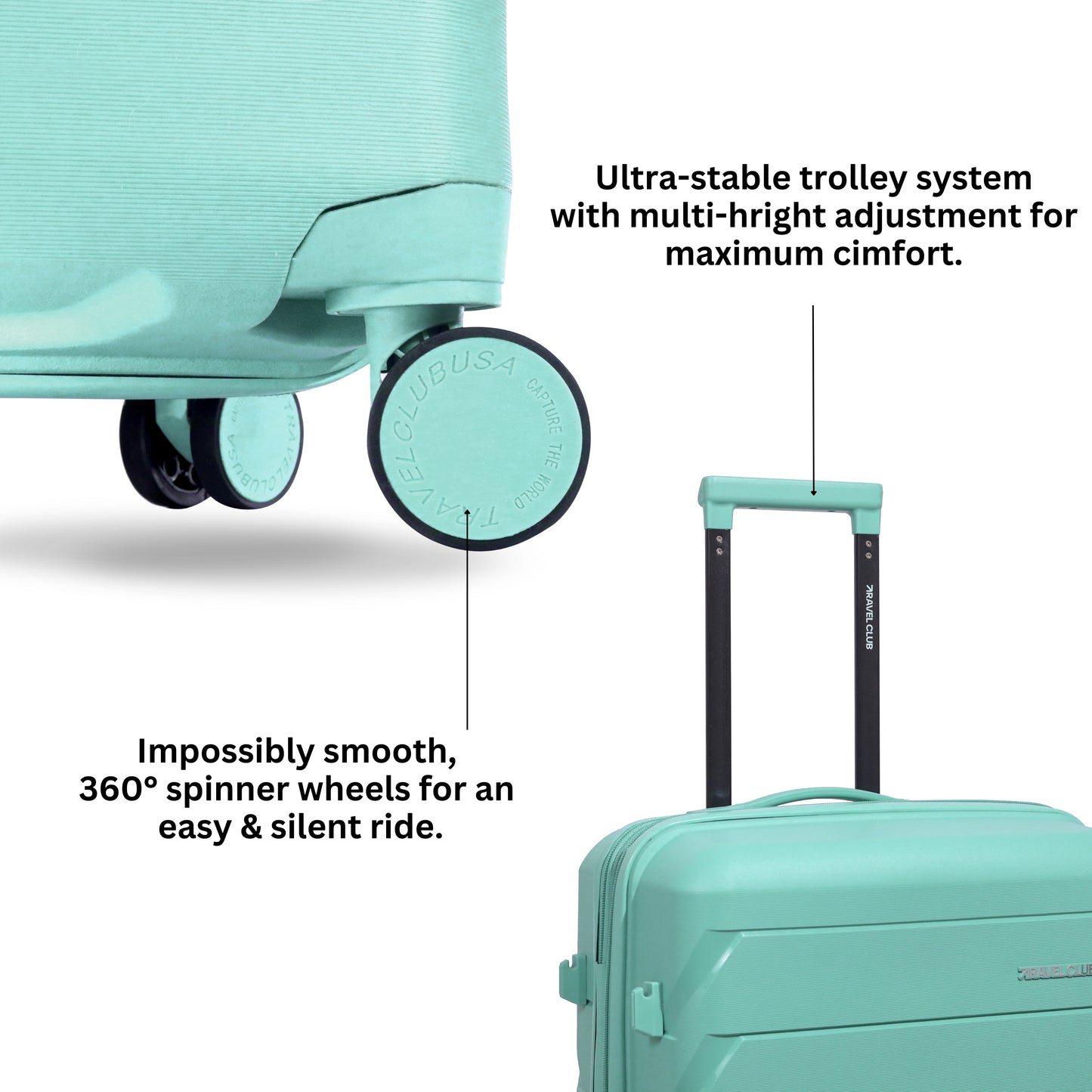 The Belgium Mint Green - Unbreakable Expandable Luggage