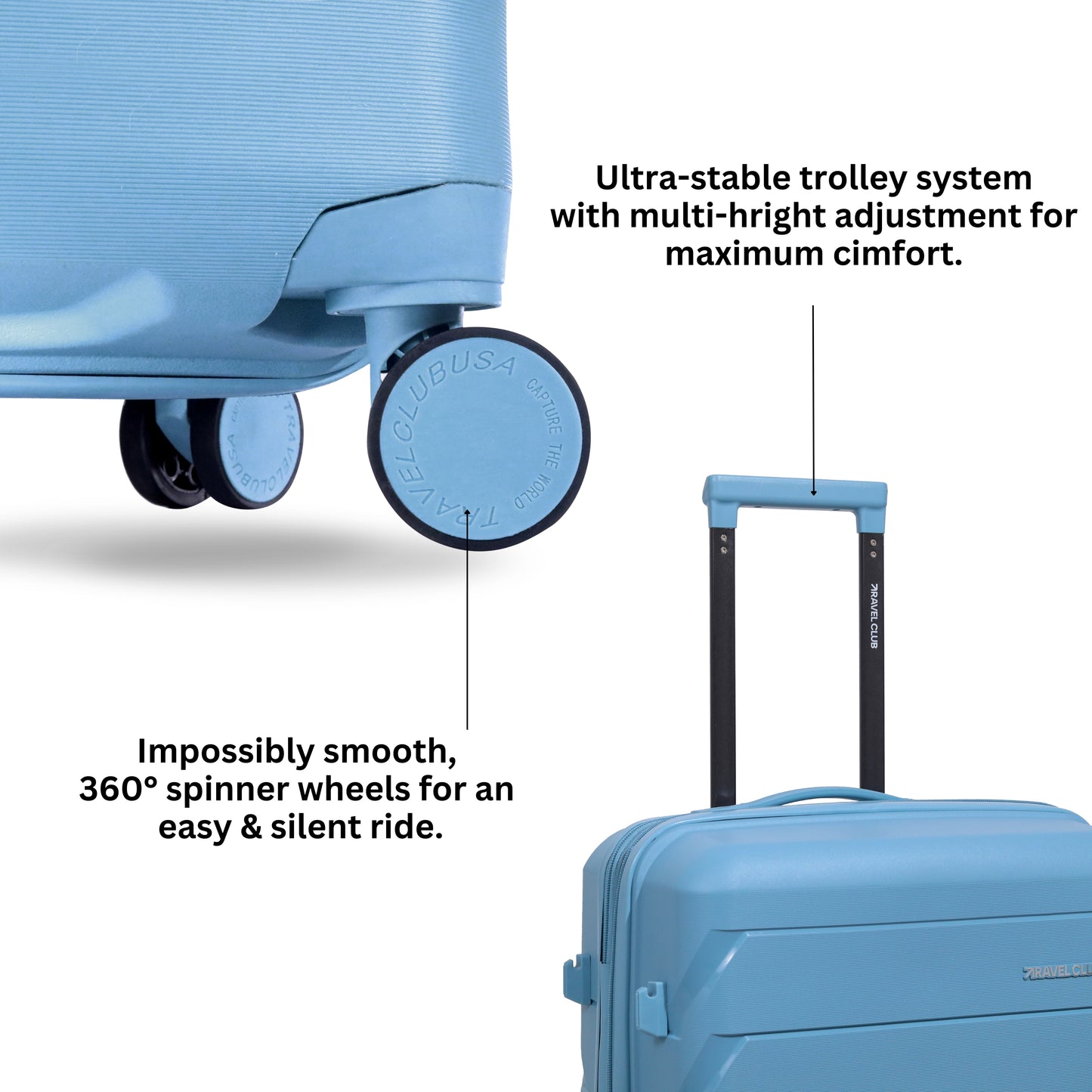 The Belgium Light Blue - Unbreakable Expandable Luggage