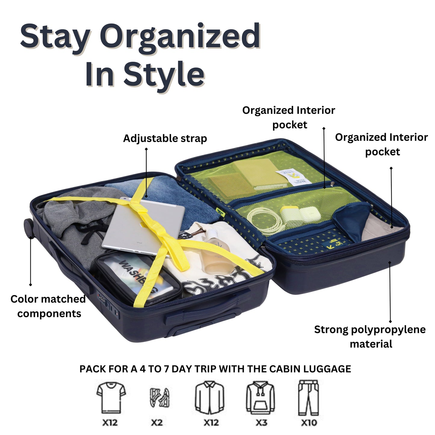The Belgium Navy Blue - Unbreakable Expandable Luggage