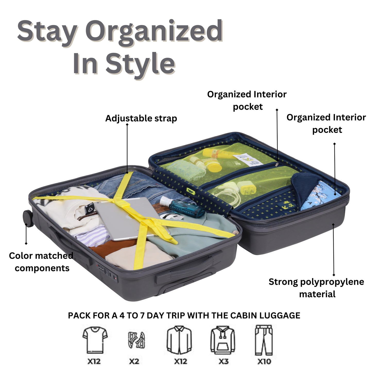 The Belgium Grey - Unbreakable Expandable Luggage