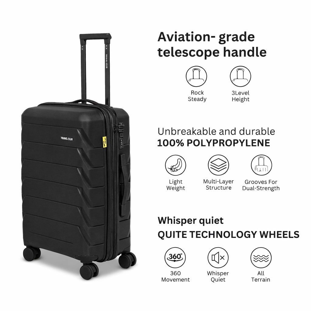 The Belgium - Black Unbreakable Expandable Luggage