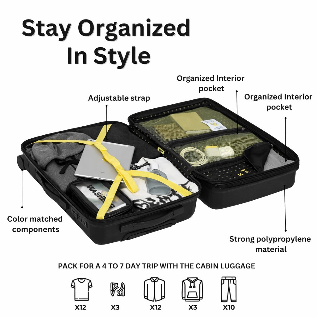 The Belgium - Black Unbreakable Expandable Luggage